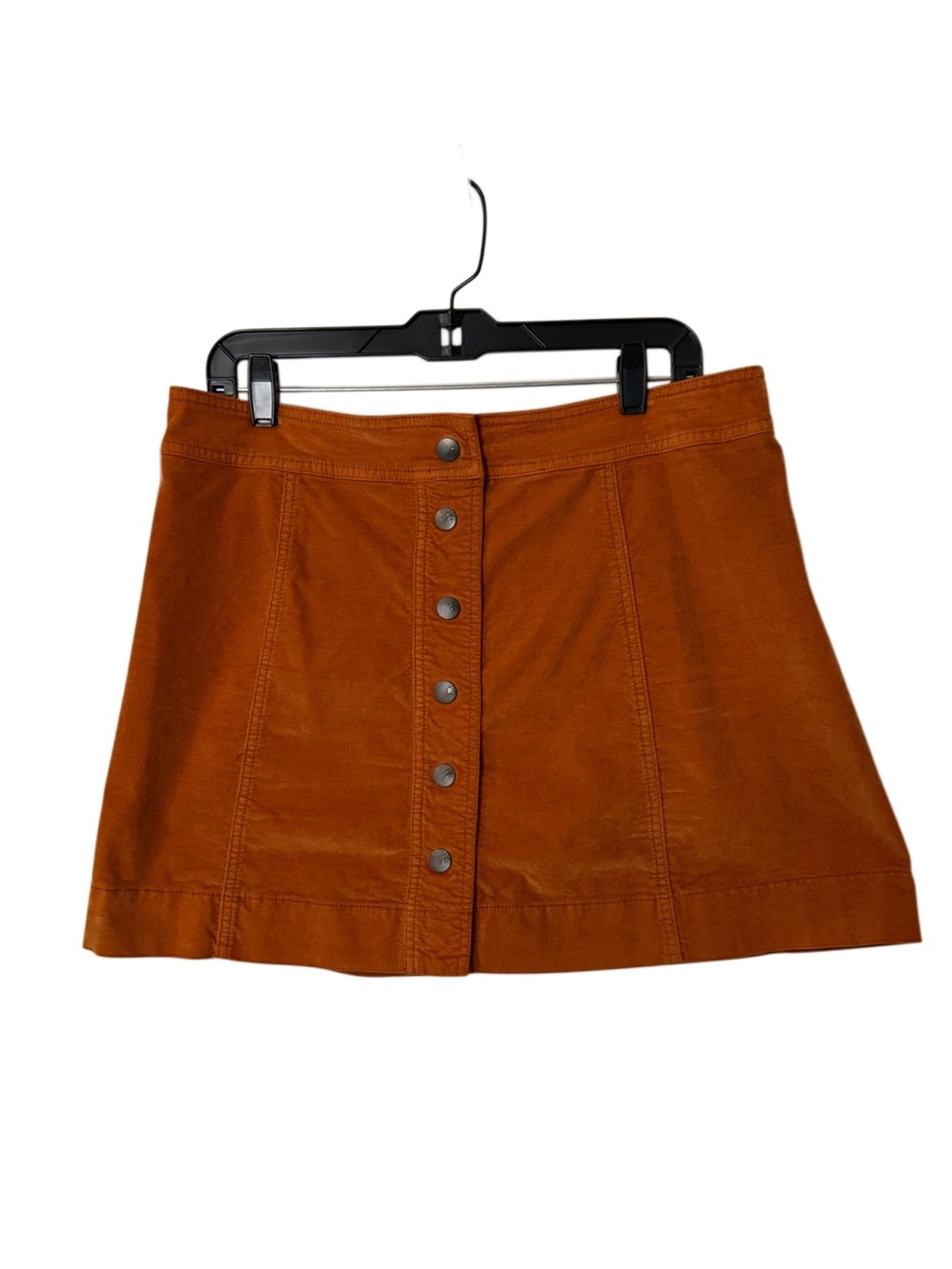 Button-Front Rust Brown Women's A-Line Skirt